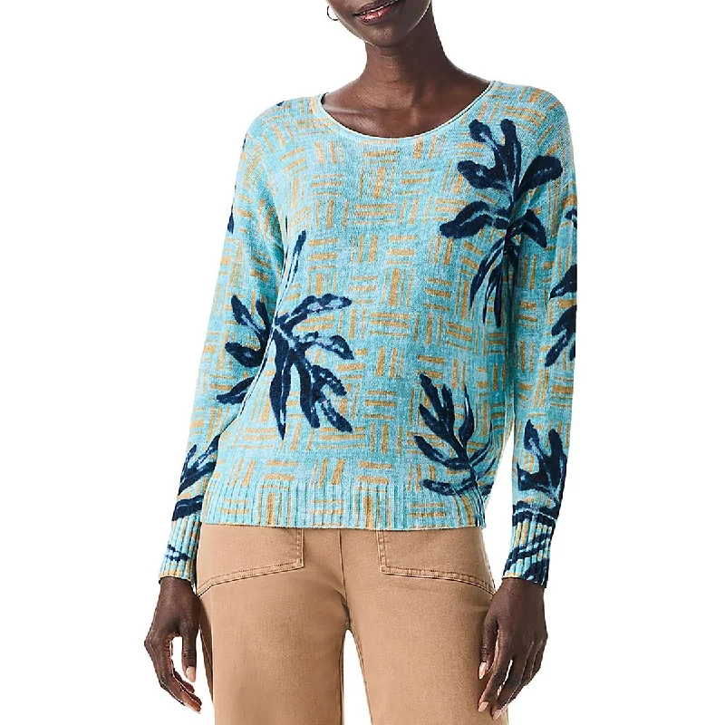 Womens Knit Floral Print Pullover Top