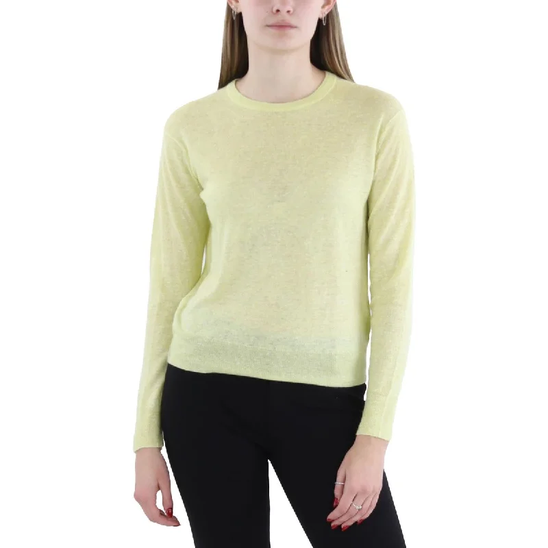 Womens Linen Blend Lightweight Pullover Top