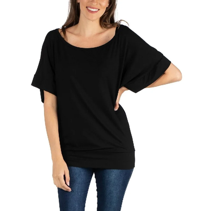 Womens Banded Waist Solid Pullover Top