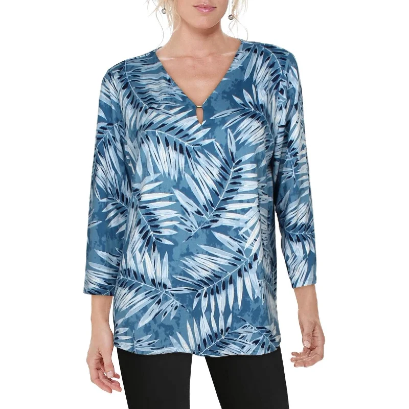 Womens Embellished Printed Pullover Top