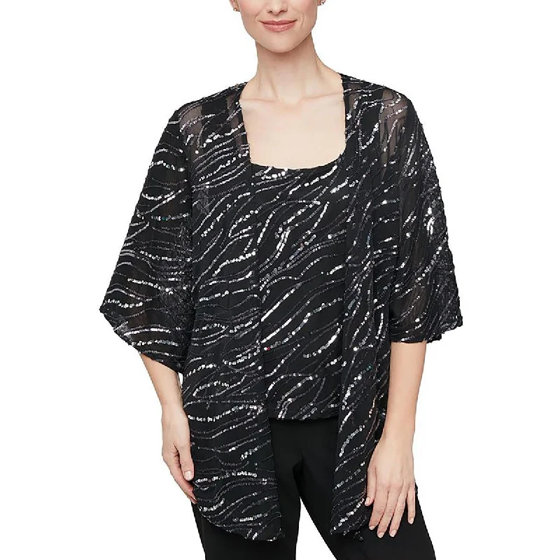 Womens Sequined 2 PC Pullover Top