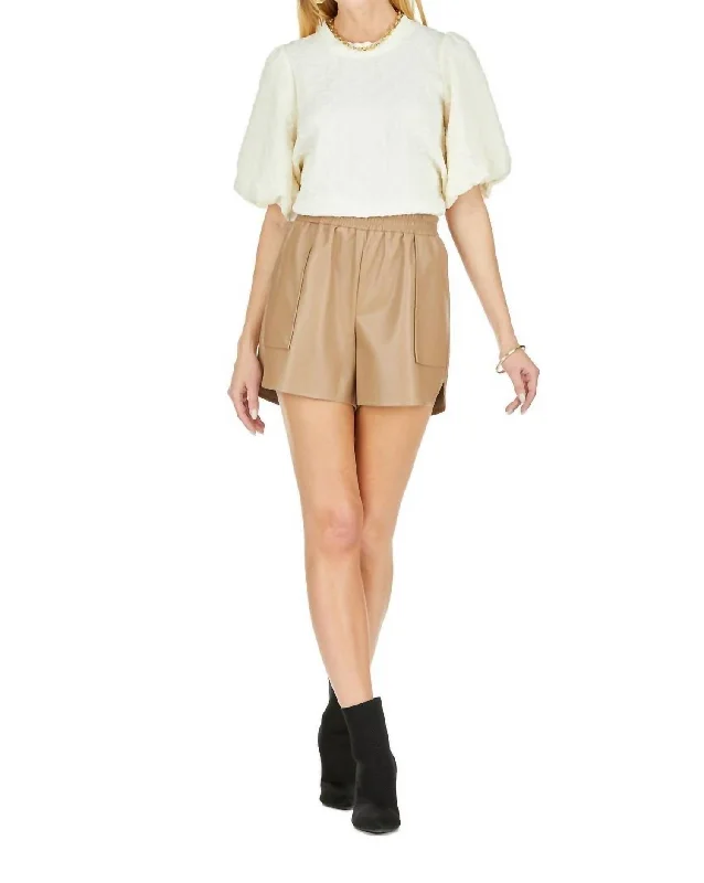 Balloon Sleeve Pullover Top In Ivory