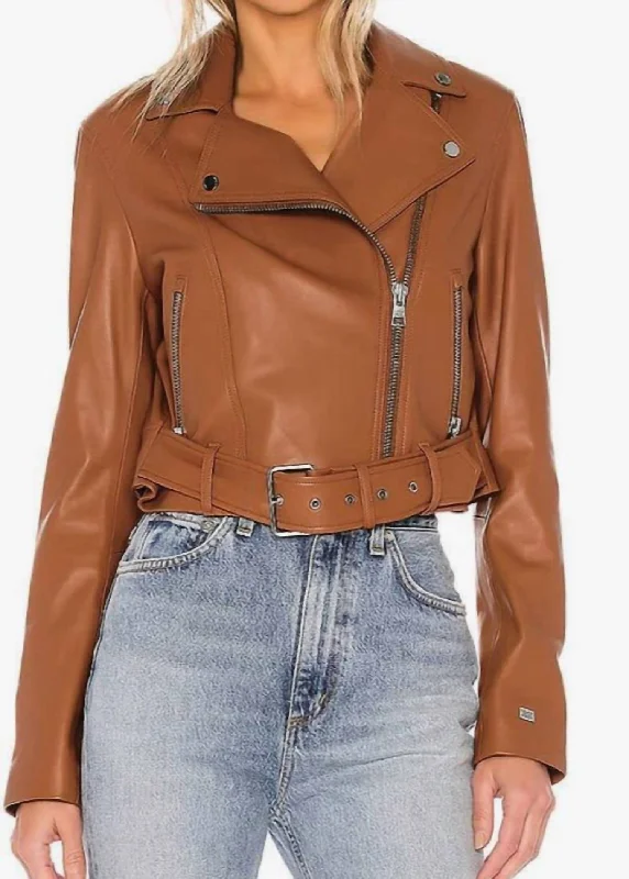 Clodia Leather Jacket In Cinnamon