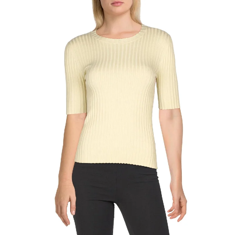 Womens Ribbed Crewneck Pullover Top