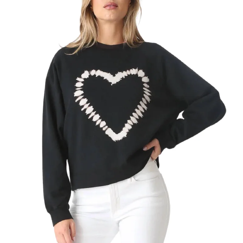 Ronan Heart Pullover Sweatshirt In Onyx/cloud Heart