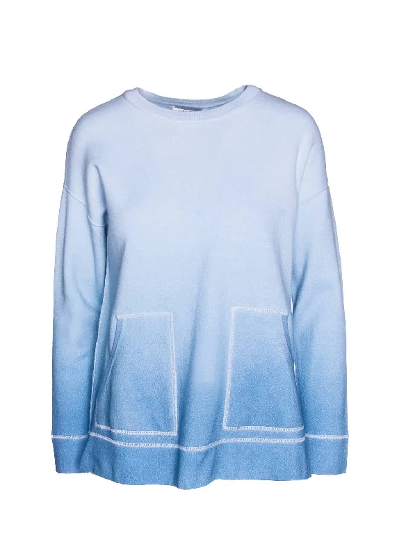 3/4 Sleeve Ombre Pullover In Aqua