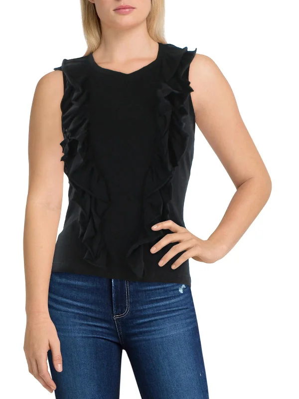 Womens Cascade Ruffle Burnout Pullover Top