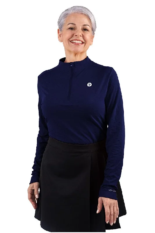 Women's Albatrose Golf Pullover | Navy Diamond Jacquard