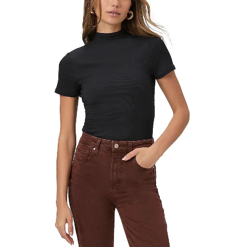 Womens Ribbed Mock Neck Pullover Top