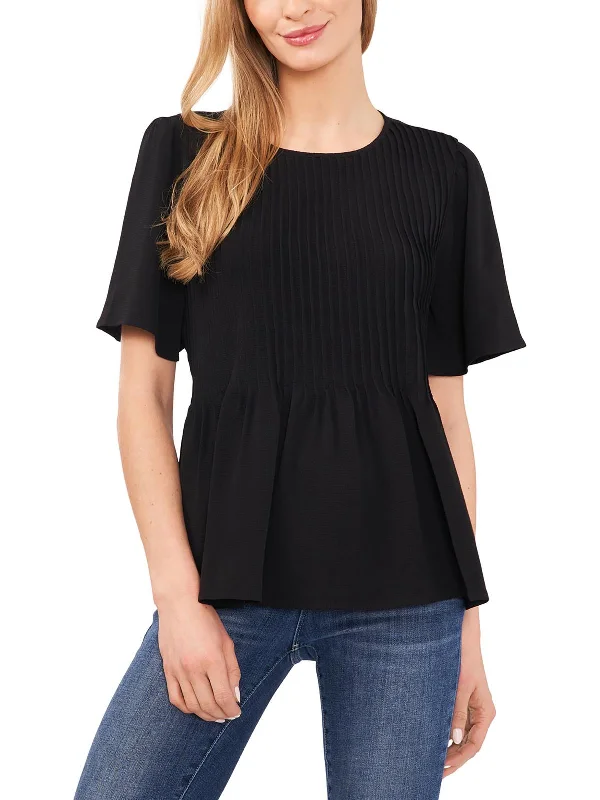 Womens PinTuck Ribbed Pullover Top