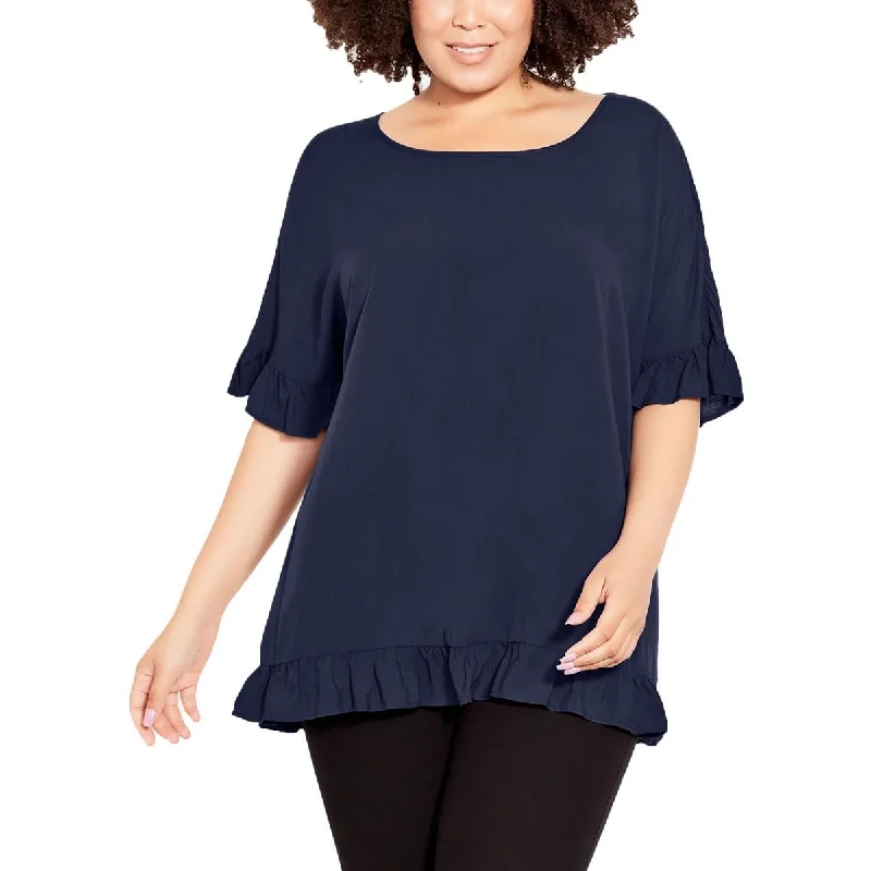 Plus Rivka Womens Frill Dolman Pullover Top