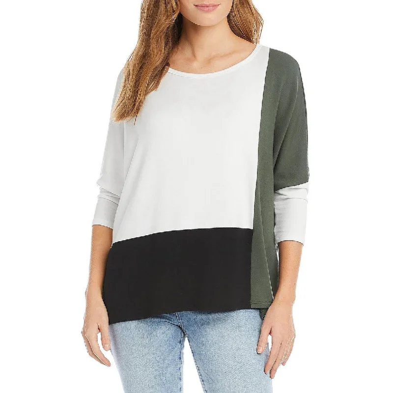 Womens Wide Neck Elbow Sleeves Pullover Top