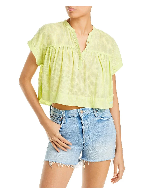 Womens Cotton Cropped Pullover Top