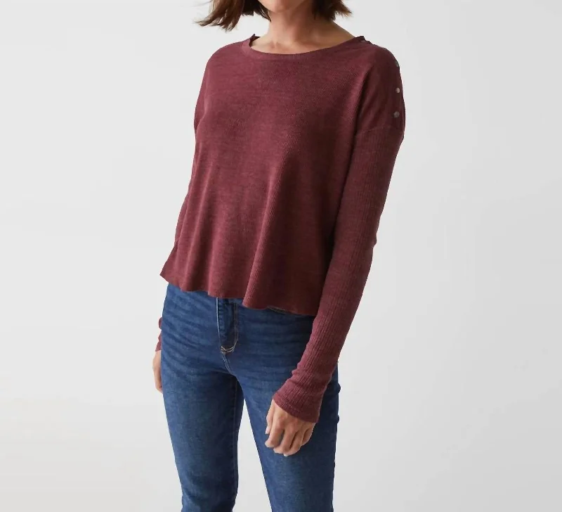 Milo Pullover With Shoulder Snaps In Boysenberry