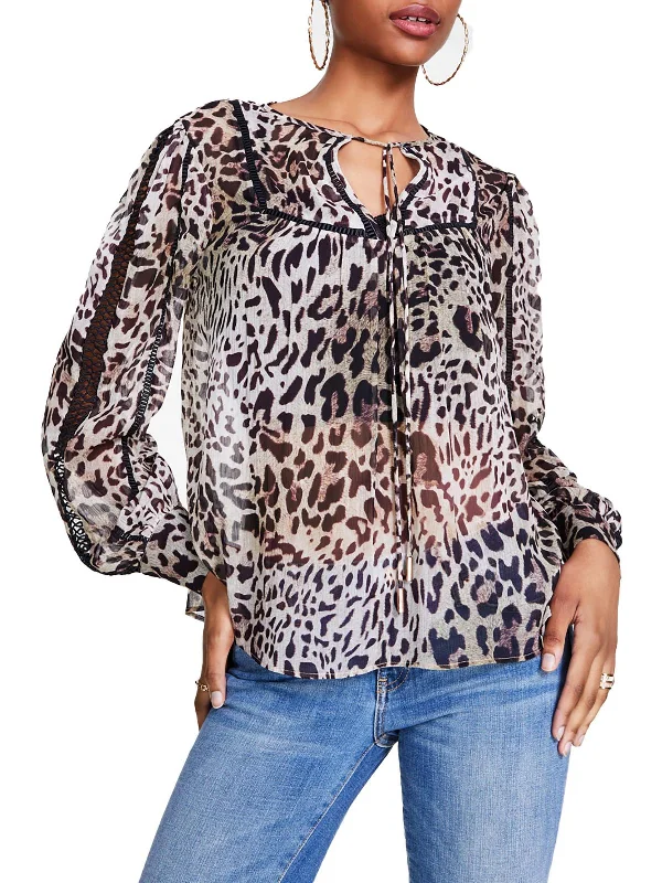 Womens Animal Print Tan Pullover Top