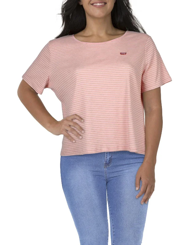 Plus Womens Striped Casual Pullover Top