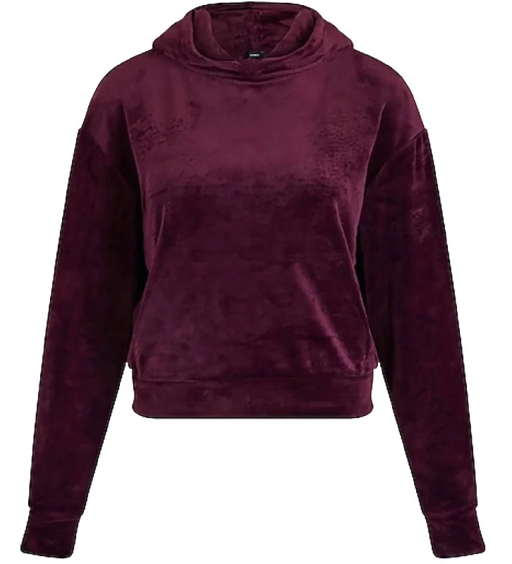 Velour Cropped Pullover Top In Purple