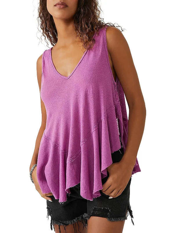 Womens Unfinished Hem Drop Waist Pullover Top