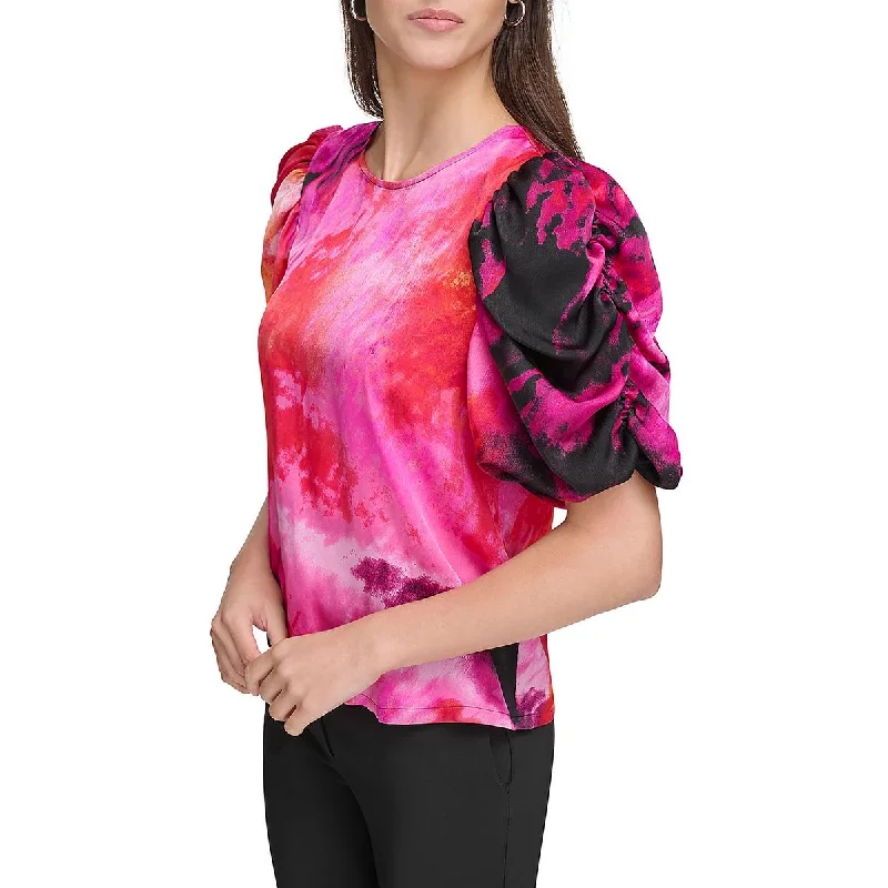 Womens Crewneck Printed Pullover Top