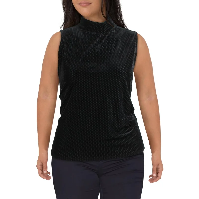 Womens Mock Neck Textured Pullover Top