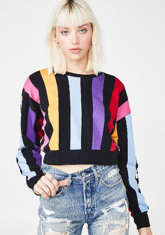 Bold Vertical Stripe Track Pullover