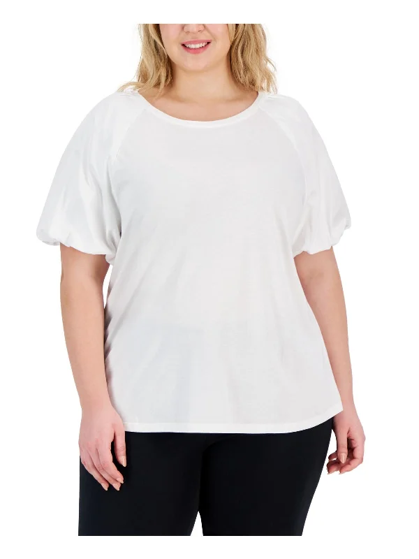 Plus Womens Solid Cotton Pullover Top