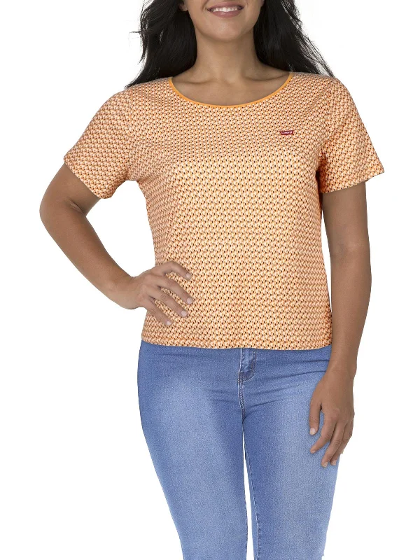 Plus Womens Ribbed Tee Pullover Top