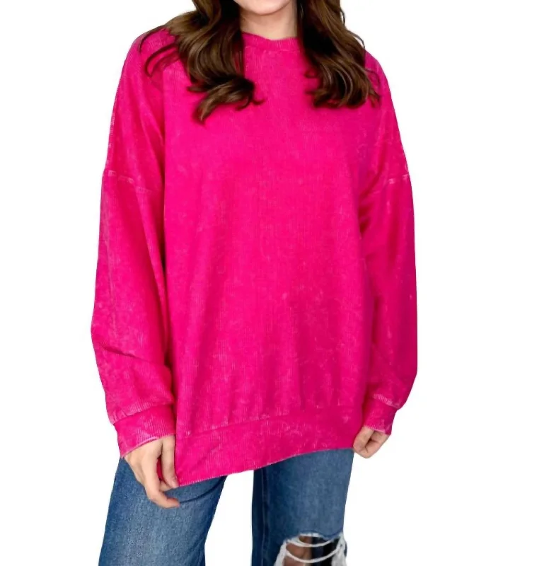 Alexis Corded Vintage Pullover In Pink