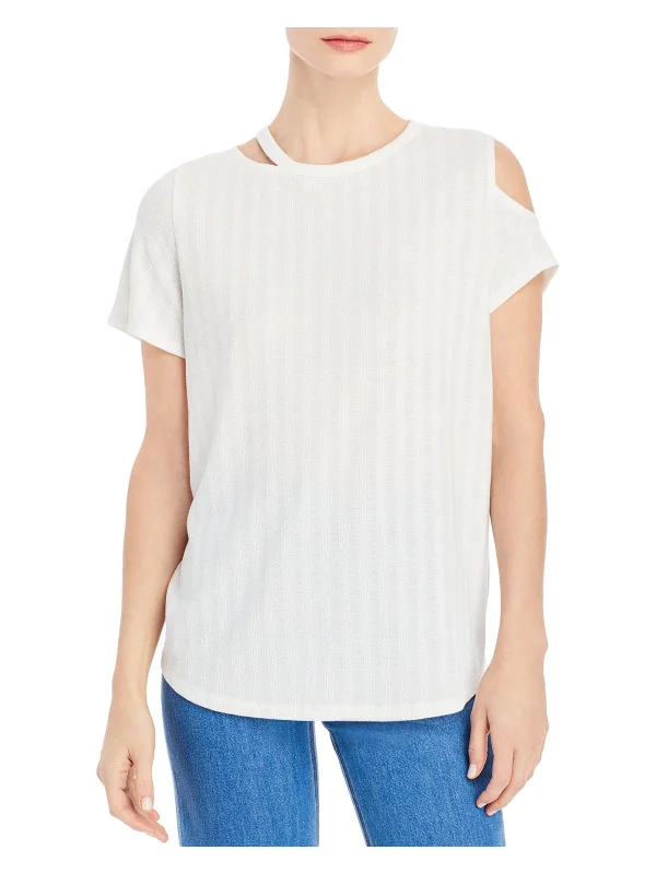 Womens Cut-Out Ribbed Pullover Top