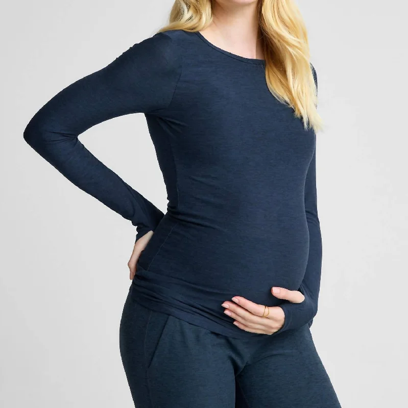 Featherweight Count On Me Maternity Crew Pullover In Navy