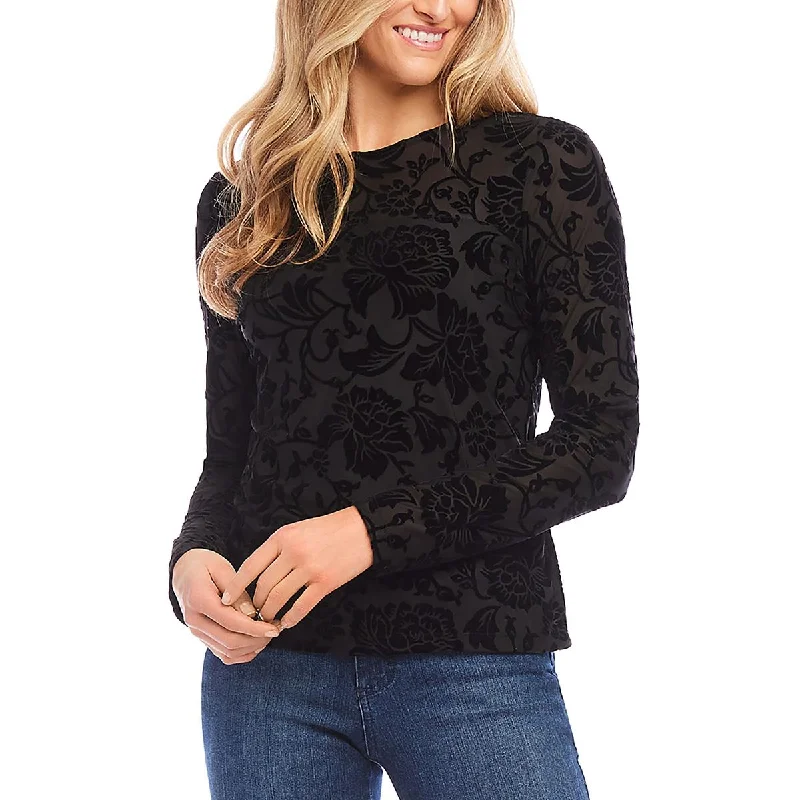 Womens Velvet Brunout Pullover Top