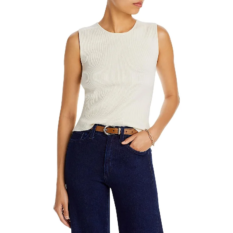 Womens Cotton Blend Ribbed Pullover Top