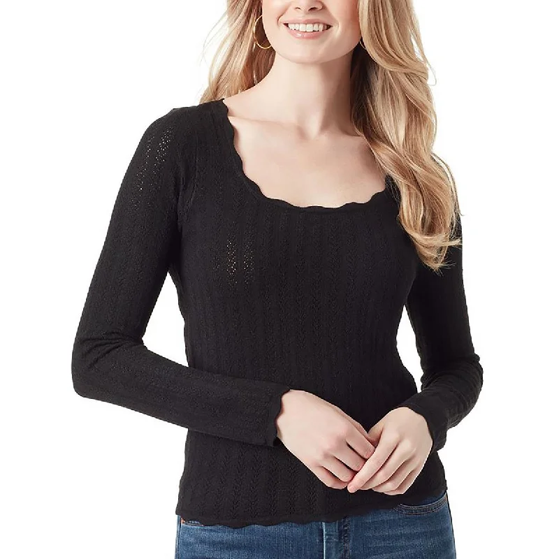 Womens Scoop Neck Knitted Pullover Top