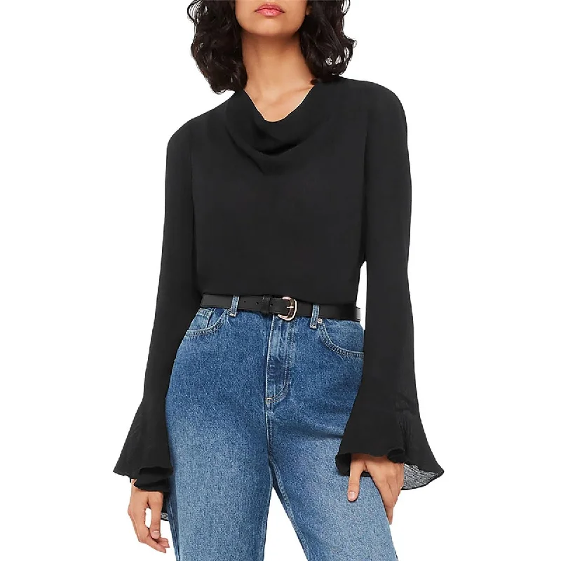 Womens Cowl Neck Bell Sleeve Pullover Top