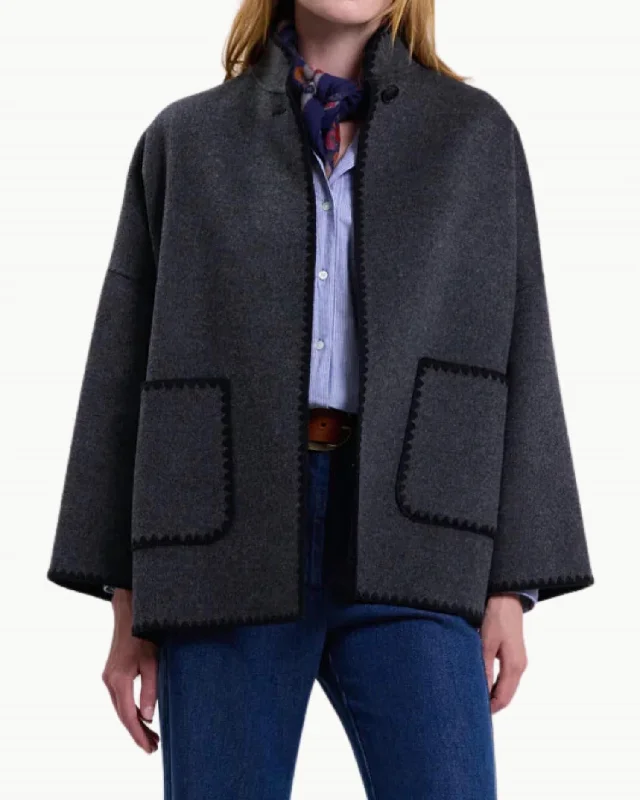 Valentine Woman Woven Coat In Anthracite