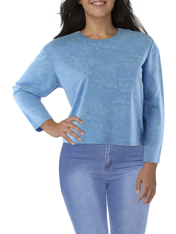 Womens Crop Crewneck Pullover Top