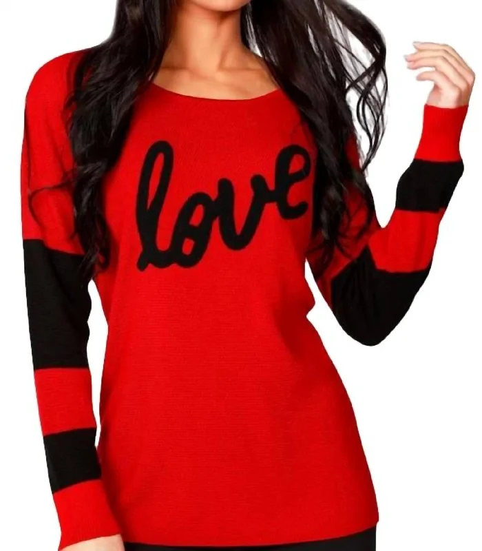 Love Scoop Neck Pullover In Fireblack