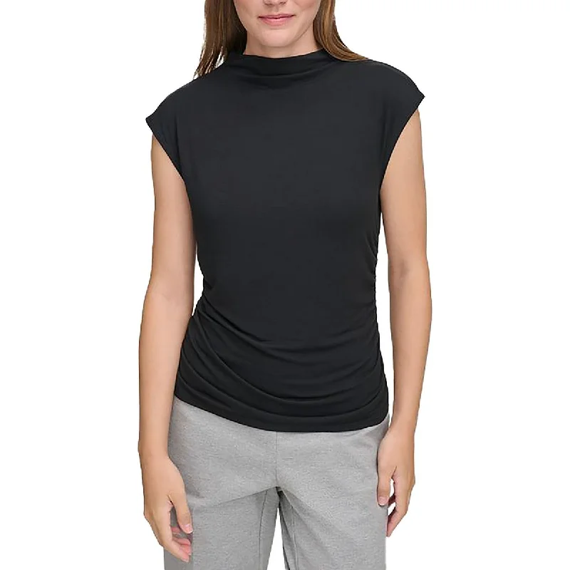 Womens Envelope Collar Ruched Pullover Top