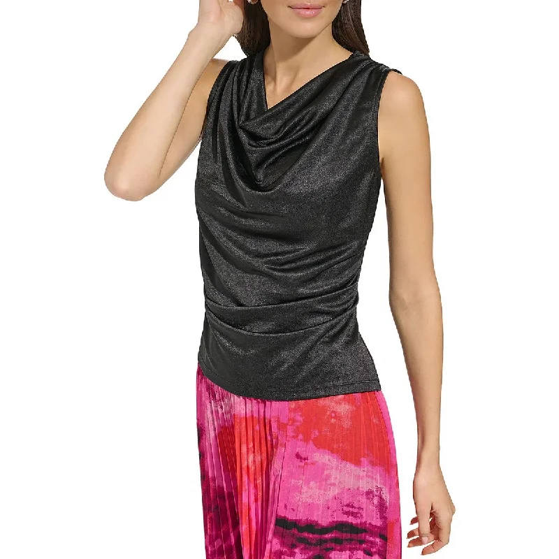 Womens Draped Cowl-Neck Pullover Top