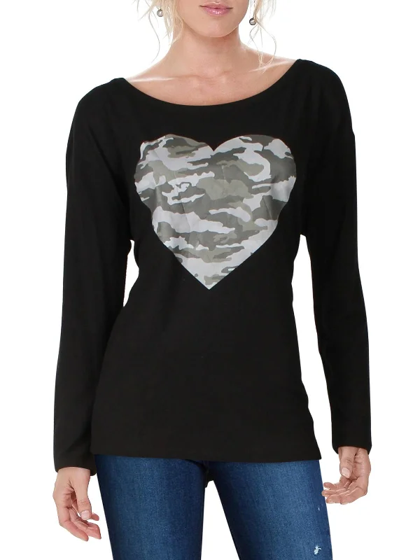 Womens Graphic Scoop Neck Pullover Top