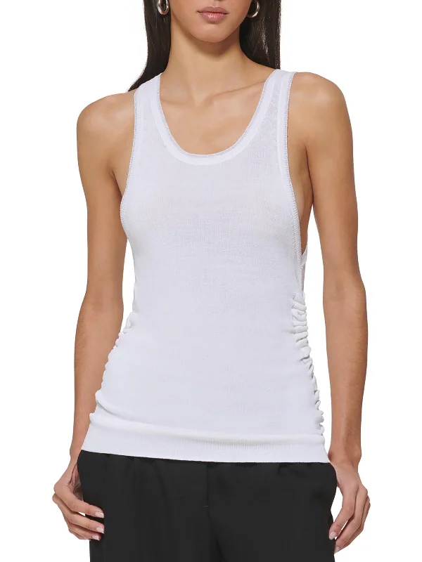 Womens Ribbed Scoop Neck Pullover Top