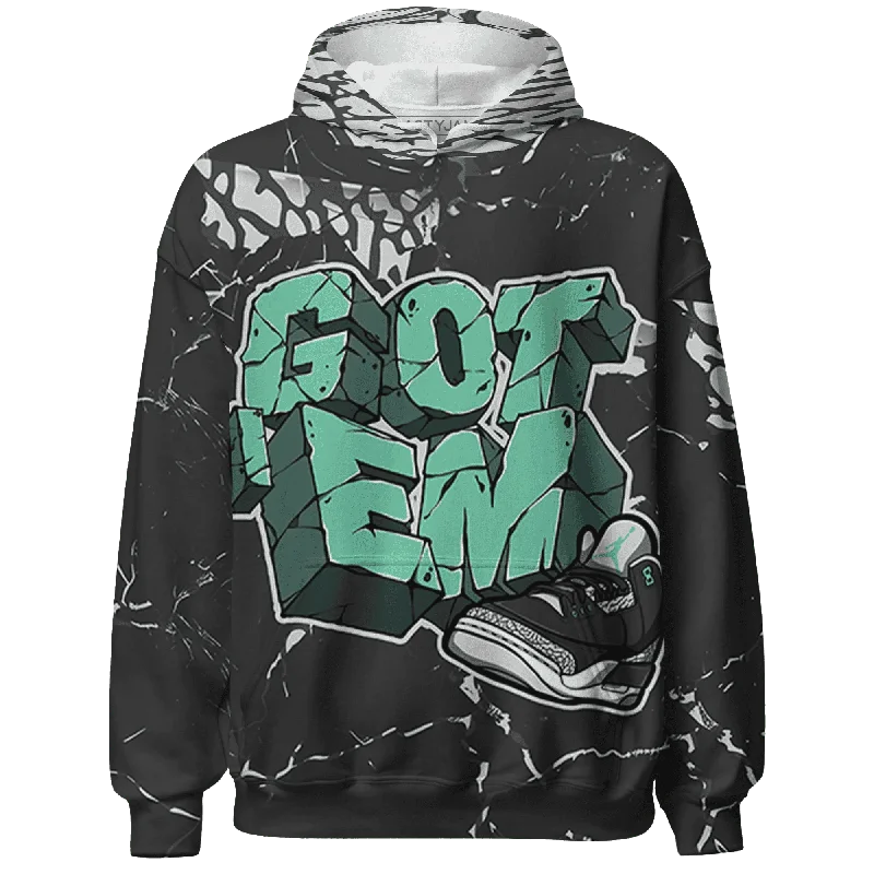 NastyJamz Green Glow 3s Hoodie Match Got Em All-Over Print