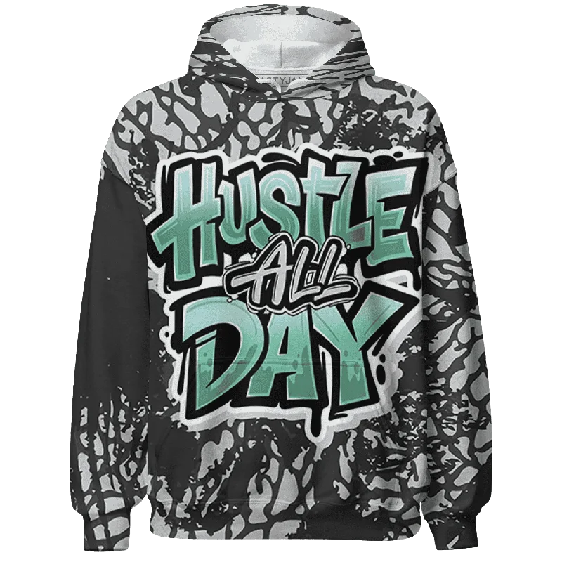 NastyJamz Green Glow 3s Hoodie Match Hustle All Day All-Over Print