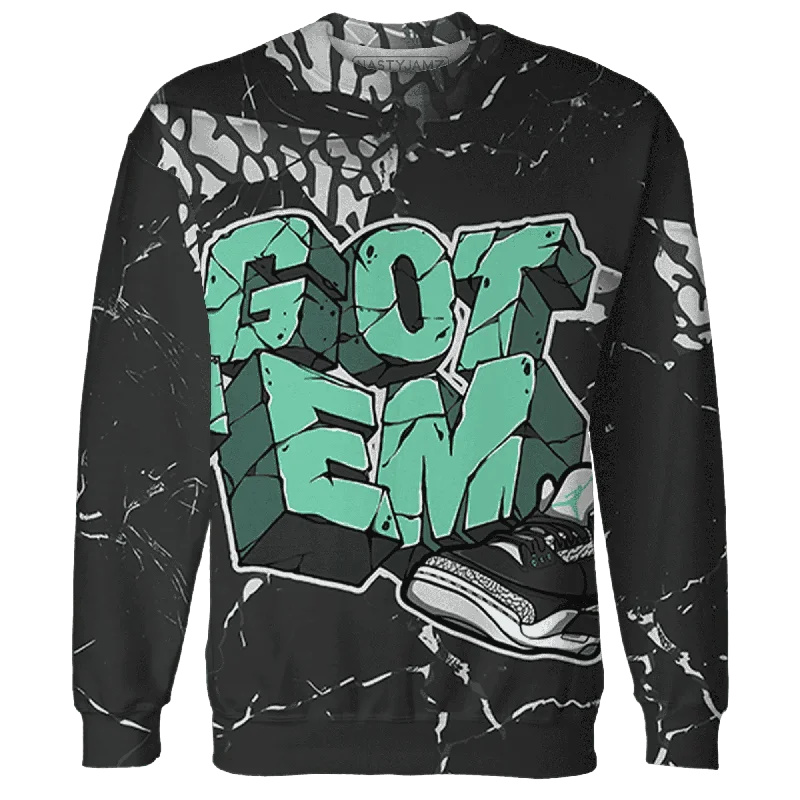 NastyJamz Green Glow 3s Sweatshirt Match Got Em All-Over Print