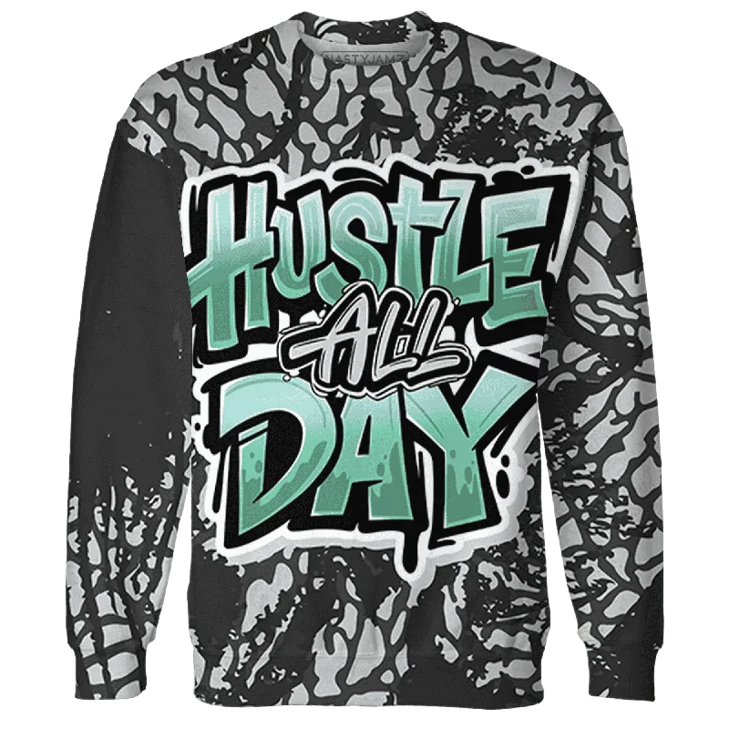 NastyJamz Green Glow 3s Sweatshirt Match Hustle All Day All-Over Print