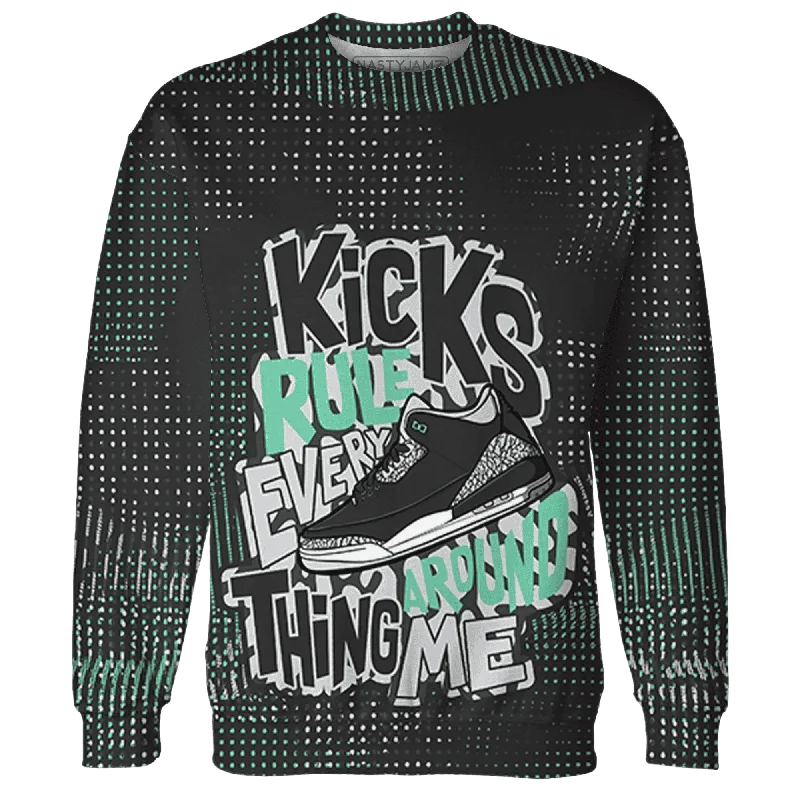 NastyJamz Green Glow 3s Sweatshirt Match Kicks Rule All-Over Print