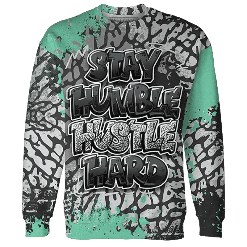 NastyJamz Green Glow 3s Sweatshirt Match Stay Humble Hustle Hard All-Over Print