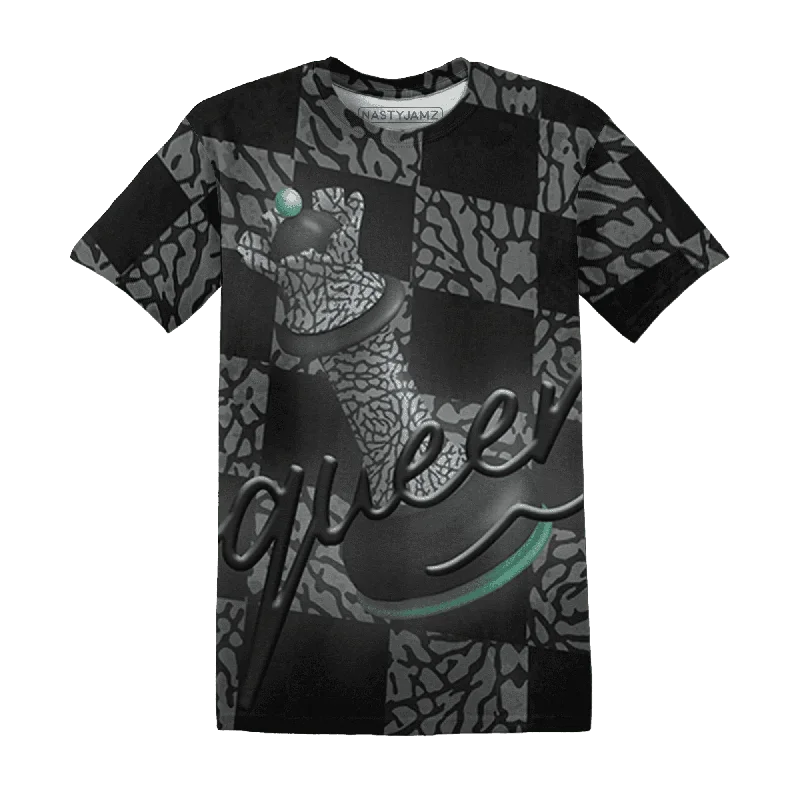 NastyJamz Green Glow 3s T-Shirt Match Black Queen All-Over Print