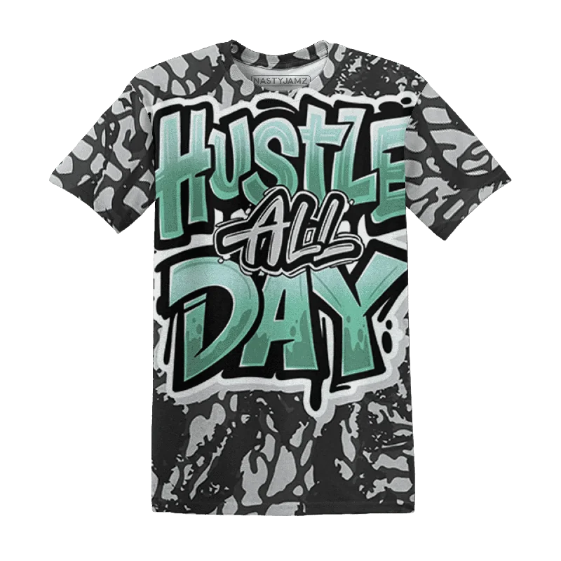 NastyJamz Green Glow 3s T-Shirt Match Hustle All Day All-Over Print