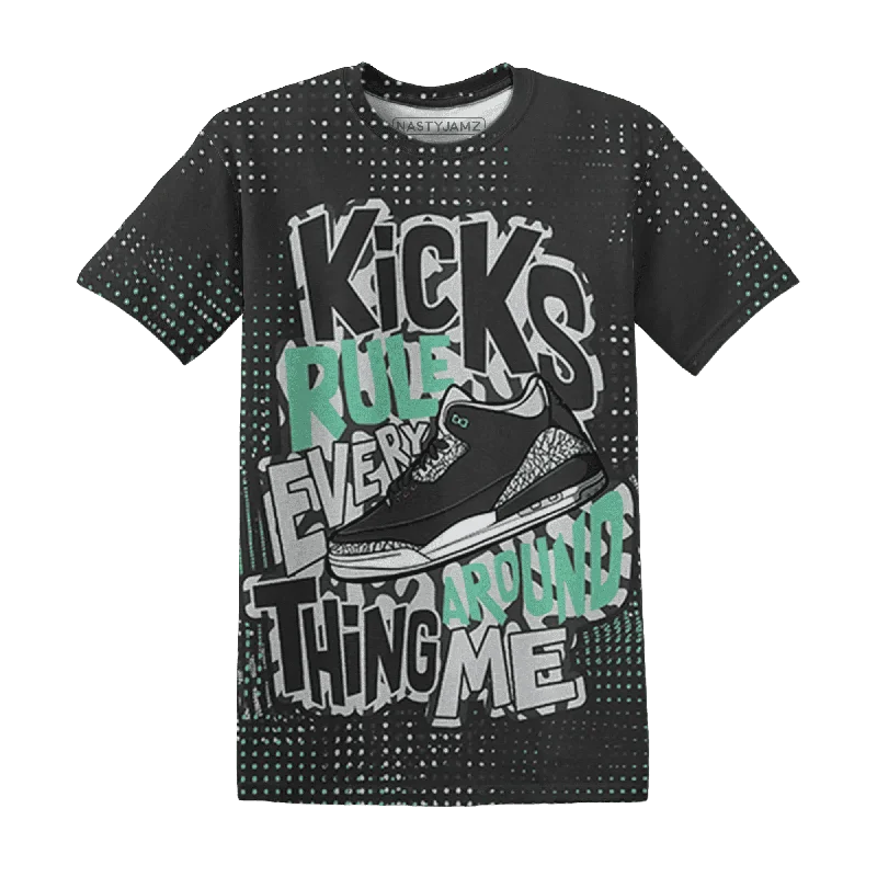 NastyJamz Green Glow 3s T-Shirt Match Kicks Rule All-Over Print